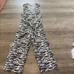 Marine Layer Black and White Tropical Jumpsuit